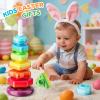 Baby Spinning Stacking Toys for Toddlers 1-3, Sensory Montessori Toys for One Year Old Girl Boy, Rainbow Ring Stacker Tower, Educational Learning Toy, Perfect Easter Christmas Birthday Gifts view 2