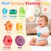 Baby Spinning Stacking Toys for Toddlers 1-3, Sensory Montessori Toys for One Year Old Girl Boy, Rainbow Ring Stacker Tower, Educational Learning Toy, Perfect Easter Christmas Birthday Gifts view 3