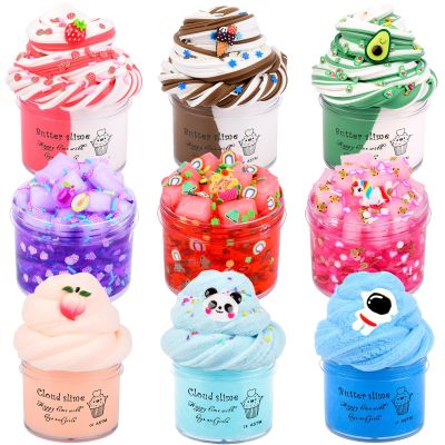 9 Pack Slime Kit, with 3 Cloud Slime 3 Jelly Cube Crunchy Slime 3 Butter Slime, DIY Stress Relief Toy, Birthday Gifts for Kids Girls Boys, Party Favor