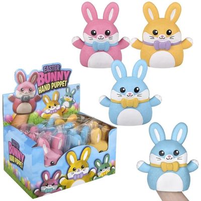 Easter Bunny Stretchy Hand Puppet 6 Inch Assorted Colors 12 Piece Display