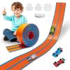 Flexible Race Track Toys for Kids 15 Ft with 4 Cars & Suction Cups, Portable Double Lane Racetrack Compatible with Hot Wheels & 1/64 Diecast Cars, Fun Car Ramp Track Set for Ages 3+(Orange & Blue) view 1