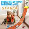 Flexible Race Track Toys for Kids 15 Ft with 4 Cars & Suction Cups, Portable Double Lane Racetrack Compatible with Hot Wheels & 1/64 Diecast Cars, Fun Car Ramp Track Set for Ages 3+(Orange & Blue) view 2