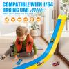 Flexible Race Track Toys for Kids 15 Ft with 4 Cars & Suction Cups, Portable Double Lane Racetrack Compatible with Hot Wheels & 1/64 Diecast Cars, Fun Car Ramp Track Set for Ages 3+(Blue & Yellow) view 2