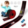 Flexible Race Track Toys for Kids 15 Ft with 4 Cars & Suction Cups, Portable Double Lane Racetrack Compatible with Hot Wheels & 1/64 Diecast Cars, Fun Car Ramp Track Set for Ages 3+(Black & Red) view 1