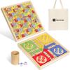 12 Inch Wooden Ludo Board Game & Snakes and Ladders 2-in-1 Reversible Classic Board Game for Adults, Includes 1 Parcheesi Board, 2 Dice, 1 Cup, 16 Tokens, Rules, Pouch & Carrying Bag view 1