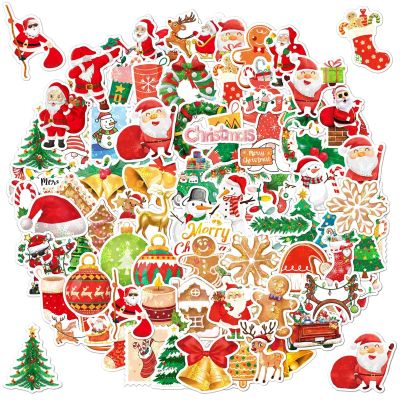 100 PCS Christmas Stickers for Kids, Holographic Glitter Christmas Stickers for Xmas Crafts Party Favors, Santa Claus Snowman Sticker Stocking Stuffers for Xmas Decoration Scrapbook