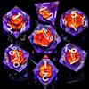 ARUOHHA DND Resin Dice Gazes Eye Dice Silver Purple Liquid Core Flaming RPG Sharp Edged Dice Set with Gift Box, Polyhedral D and D Dice Set Compatible with Dungeons Dragons Role Playing Game D20 D6 view 2