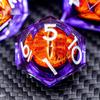 ARUOHHA DND Resin Dice Gazes Eye Dice Silver Purple Liquid Core Flaming RPG Sharp Edged Dice Set with Gift Box, Polyhedral D and D Dice Set Compatible with Dungeons Dragons Role Playing Game D20 D6 view 4
