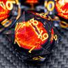 ARUOHHA DND Resin Dice Gazes Eye Dice Black Gold Liquid Core Flaming RPG Sharp Edged Dice Set with Gift Box, Polyhedral D and D Dice Set Compatible with Dungeons Dragons Role Playing Game D20 D6 view 1