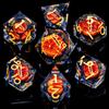 ARUOHHA DND Resin Dice Gazes Eye Dice Black Gold Liquid Core Flaming RPG Sharp Edged Dice Set with Gift Box, Polyhedral D and D Dice Set Compatible with Dungeons Dragons Role Playing Game D20 D6 view 2
