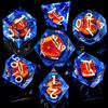 ARUOHHA DND Resin Dice Gazes Eye Dice Silver Blue Liquid Core Flaming RPG Sharp Edged Dice Set with Gift Box, Polyhedral D and D Dice Set Compatible with Dungeons Dragons Role Playing Game D20 D6 view 2