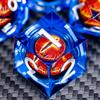 ARUOHHA DND Resin Dice Gazes Eye Dice Silver Blue Liquid Core Flaming RPG Sharp Edged Dice Set with Gift Box, Polyhedral D and D Dice Set Compatible with Dungeons Dragons Role Playing Game D20 D6 view 3