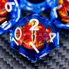 ARUOHHA DND Resin Dice Gazes Eye Dice Silver Blue Liquid Core Flaming RPG Sharp Edged Dice Set with Gift Box, Polyhedral D and D Dice Set Compatible with Dungeons Dragons Role Playing Game D20 D6 view 4
