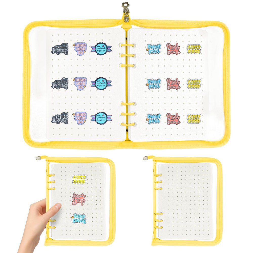 8-Page Pin Display Book, Portable Pin Trading Book, Badge Holder, Organizer Flipchart Album, Souvenir Badge Pouch for Traveling Collectors(Yellow)