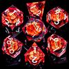 ARUOHHA DND Resin Dice Gazes Eye Dice Silver Red Liquid Core Flaming RPG Sharp Edged Dice Set with Gift Box, Polyhedral D and D Dice Set Compatible with Dungeons Dragons Role Playing Game D20 D6 view 2