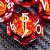 ARUOHHA DND Resin Dice Gazes Eye Dice Silver Red Liquid Core Flaming RPG Sharp Edged Dice Set with Gift Box, Polyhedral D and D Dice Set Compatible with Dungeons Dragons Role Playing Game D20 D6 view 4