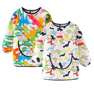 2PCS Kids Art Smock Apron - Long Sleeve Smocks for Kids - Waterproof Artist Painting Apron for (Muticolor-A, Age 8-12)