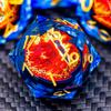 ARUOHHA DND Resin Dice Gazes Eye Dice Golden Blue Liquid Core Flaming RPG Sharp Edged Dice Set with Gift Box, Polyhedral D and D Dice Set Compatible with Dungeons Dragons Role Playing Game D20 D6 view 1