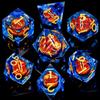 ARUOHHA DND Resin Dice Gazes Eye Dice Golden Blue Liquid Core Flaming RPG Sharp Edged Dice Set with Gift Box, Polyhedral D and D Dice Set Compatible with Dungeons Dragons Role Playing Game D20 D6 view 2