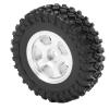 2PCS Micro Crawler Tires Metal Five Spoke Beadlock Wheels High Performance Rubber Tires For SCX24 90081 1/24 Scale Remote Control Climbing Car Aluminum Alloy Wheels 48mm Diameter (Silver) view 2