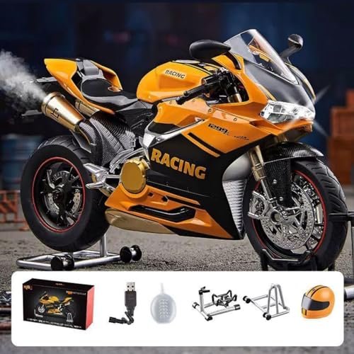 HTLNUZD 1/9 Large Metal DieCast 1299 High-Performance Model Spray-Simulated Start, Adult Collectible for Ducati Style (1299-Orange)