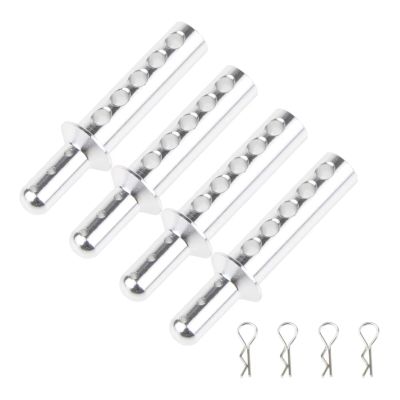 Parts For WLtoys 102037 102237 122037 122237 02144 94123 94102 1/10 RC Car Shell Body R-Clip Pins Alloy Post Mounts(Silver)