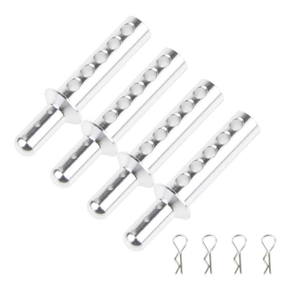 Parts For WLtoys 102037 102237 122037 122237 02144 94123 94102 1/10 RC Car Shell Body R-Clip Pins Alloy Post Mounts(Silver)