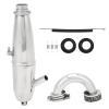 Engine Exhaust Pipe Aluminum Alloy Sturdy Anti Deformation RC Engine Exhaust Tube for 1/8 Oil Truck Remote Vehicle Accessories Silver view 1