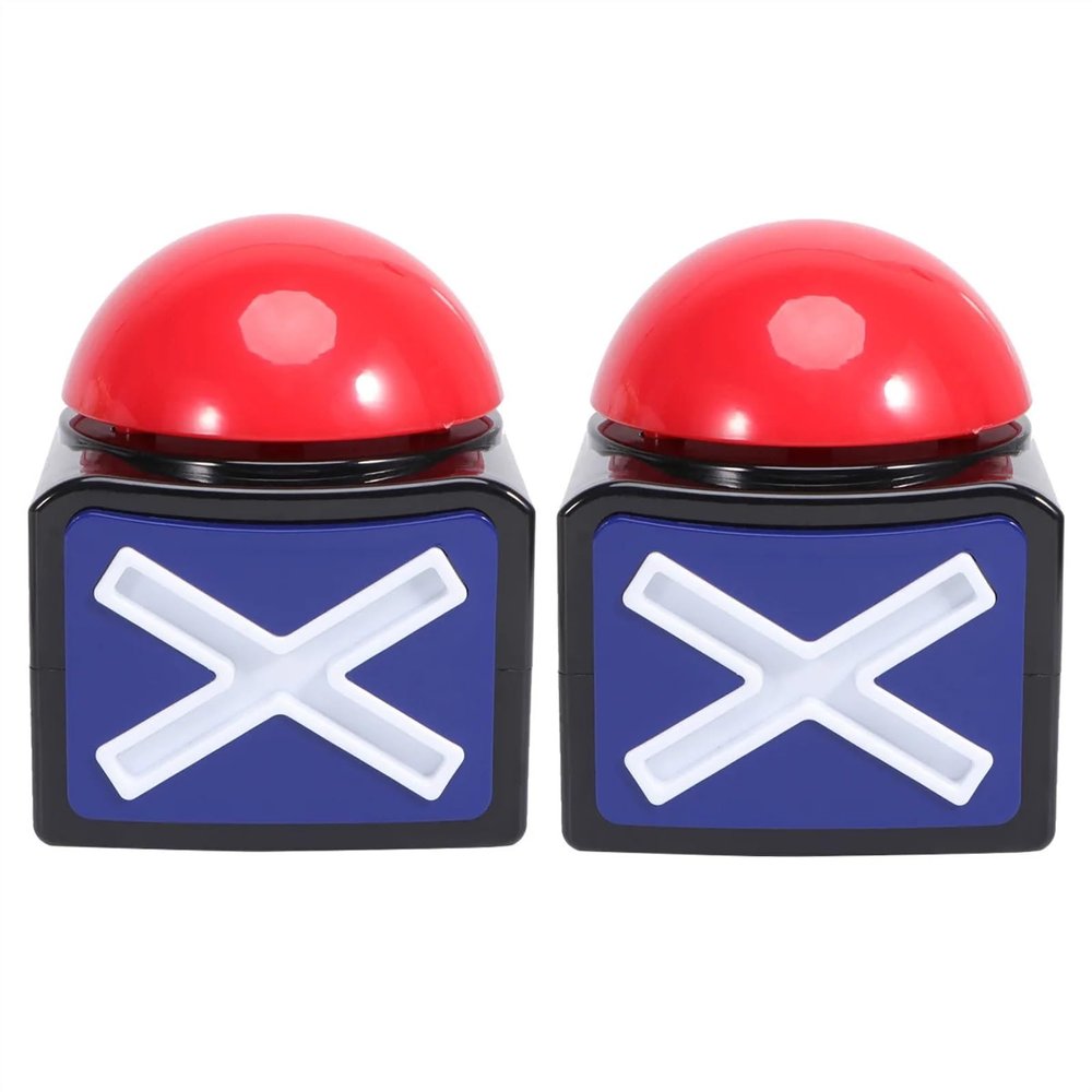 2 Pcs Game Alarm Buzzers Contest Prop Kids Show Red Button Trivia Quiz Adukt Electronic Answer Team
