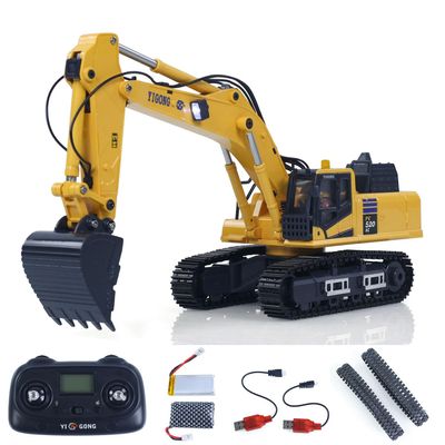 wheelfun 1/50 Radio Control Excavator PC520 Electric RC Digger Construction Vehicle Finished Model Toys Metal Tracks Lights Sounds Unit Hobby Grade Model for Ages 14+