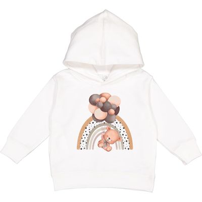 inktastic Teddy Bear, Cute, Bear with Brown Balloons, Boho Rainbow Toddler Hoodie 5-6 White 468f3
