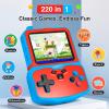 Portable Video Game Console for Kids, 220 Built-in Classic Retro Games, Handheld Plug & Play Player with 3.5'' IPS Screen, Rechargeable Travel Toy Birthday Gift for Boys & Girls- Blue view 2