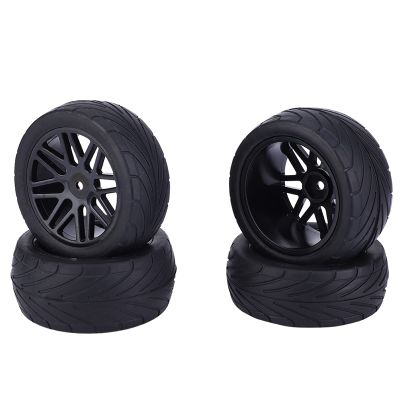 4Pcs Universal RC Car Wheels Durable RC Crawler Tires for 1/10 Scale Remote Control Vehicles Black 85mm