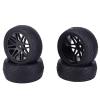 4Pcs Universal RC Car Wheels Durable RC Crawler Tires for 1/10 Scale Remote Control Vehicles Black 85mm view 1