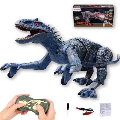 NYVEWIW Big Remote Control Indominus Rex Dinosaur Toys for Kids, Realistic Large Walking Dino, Auto-Chomping Jaw with Smoke-Blowing & Roaring Sounds, Birthday Boys Aged 6+
