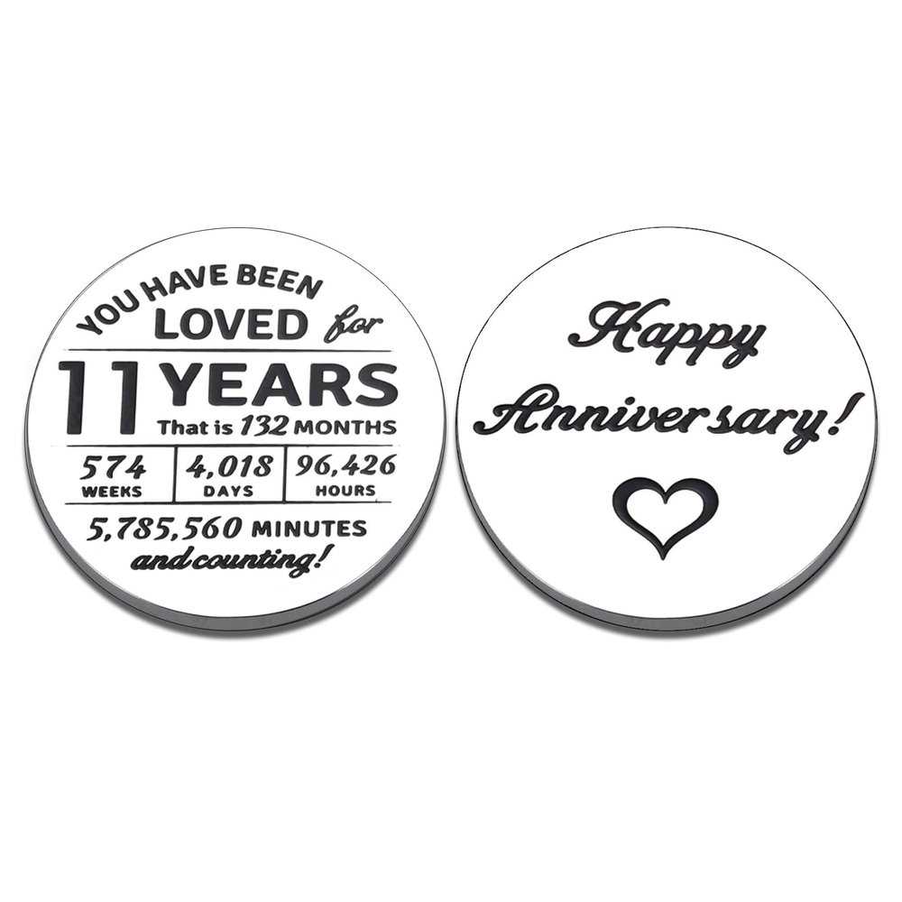 11 Year Anniversary Token Gifts 11th Anniversary Steel Gifts for Him Couples Gift for Grilfriend Stocking Stuffers for Husband Wife Wedding Engament Birthday Gift 132 Months 574 Weeks