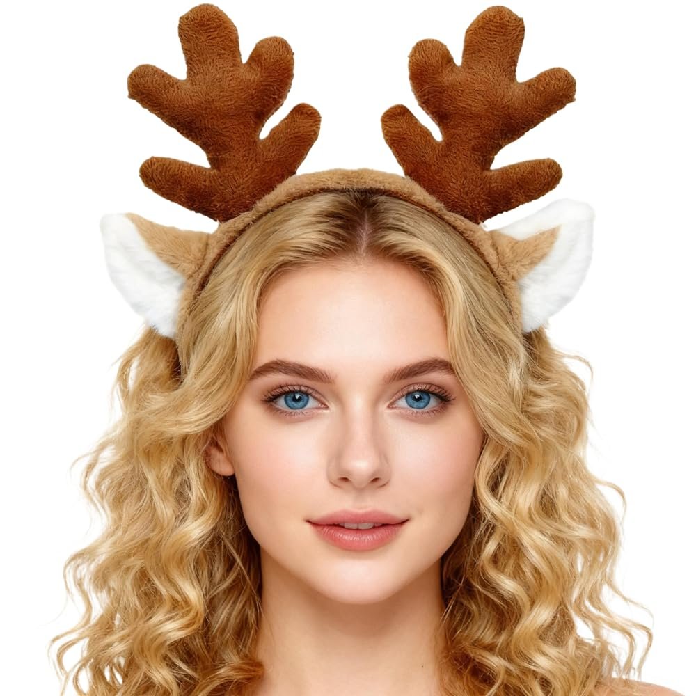 Ankelesz Christmas Headband Antlers Reindeer Elf for Santa Party Hair Accessories