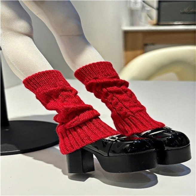 Doll Clothes Knee Socks Leg Warmers for 1/4 BJD Dolls Accessories(Red)