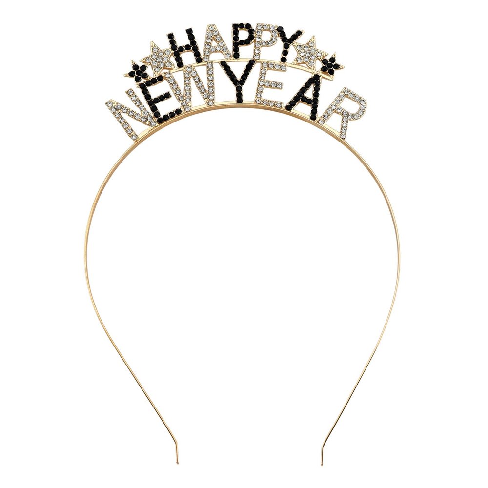 AVMBC Happy New Year Headband Tiara, Rhinestone Star New Year Headband for New Years Eve Party Supplies