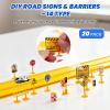 BUMBELIN 16.5Ft Flexible Race Car Track with 4 Cars, Suction Cups, Hooks & Roadblocks, Compatible with 1:64 Scale Toy Cars, Portable DIY Racetrack Gift for Kids Ages 3+ Yellow view 3