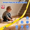 BUMBELIN 16.5Ft Flexible Race Car Track with 4 Cars, Suction Cups, Hooks & Roadblocks, Compatible with 1:64 Scale Toy Cars, Portable DIY Racetrack Gift for Kids Ages 3+ Yellow view 4