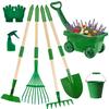 Aka Supaku Kids Gardening Tools Set,8pcs Wheelbarrow Set for Kids with Shovel, Rake, Watering Can Outdoor Backyard Farm Digging Toys, Halloween Christmas Birthday Gifts for Boys Girls view 1