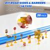 BUMBELIN 16.5Ft Flexible Race Car Track with 4 Cars, Suction Cups, Hooks & Roadblocks, Compatible with 1:64 Scale Toy Cars, Portable DIY Racetrack Gift for Kids Ages 3+ Blue view 3