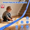 BUMBELIN 16.5Ft Flexible Race Car Track with 4 Cars, Suction Cups, Hooks & Roadblocks, Compatible with 1:64 Scale Toy Cars, Portable DIY Racetrack Gift for Kids Ages 3+ Blue view 4