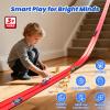 BUMBELIN 16.5Ft Flexible Race Car Track with 4 Cars, Suction Cups, Hooks & Roadblocks, Compatible with 1:64 Scale Toy Cars, Portable DIY Racetrack Gift for Kids Ages 3+ Red view 4