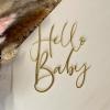 1pc Hello Baby Acrylic Cake Topper, Golden Baby Shower Party Cake Decoration, for Birthday Boy and Girl, Gender Reveal Party Dinner Party Decorations view 4
