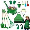 Aka Supaku Kids Gardening Tools Set,15Pcs Wheelbarrow Set for Kids with Shovel, Rake, Watering Can Outdoor Backyard Farm Digging Toys, Halloween Christmas Birthday Gifts for Boys Girls view 1