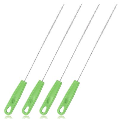 4pcs Straw Cleaner Brushes, Ergonomic Handle Straw Cleaning Tool Set for Extra Long Reusable Straws Small Baby Bottles Tubes Water Bottle Pipe Traw Brush (Green)