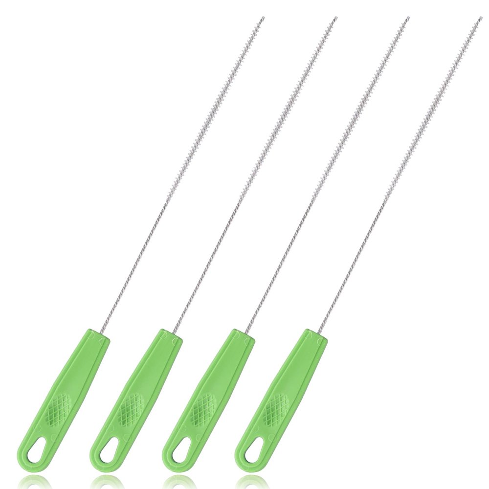 4pcs Straw Cleaner Brushes, Ergonomic Handle Straw Cleaning Tool Set for Extra Long Reusable Straws Small Baby Bottles Tubes Water Bottle Pipe Traw Brush (Green)
