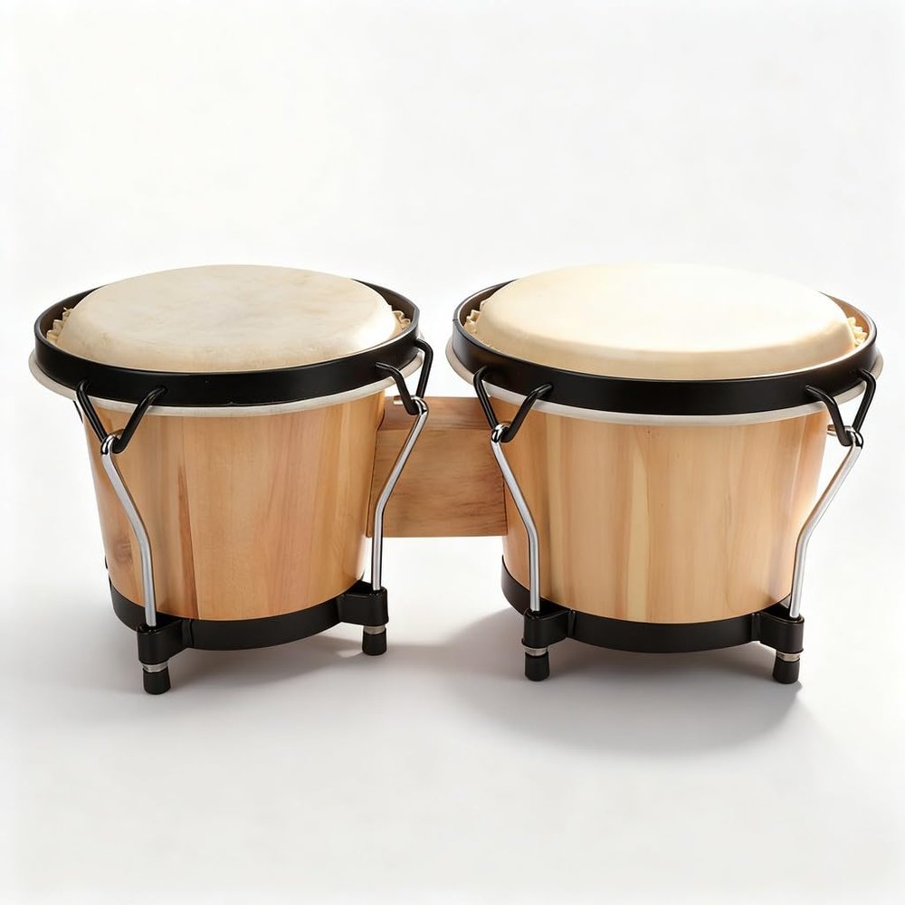 African Drum Wood Musical Instrument with Sheepskin Drum Skin, Wrench Included - Crisp Full Tone, Original Wood Texture, Ideal for Adults and Kids Rhythm Play